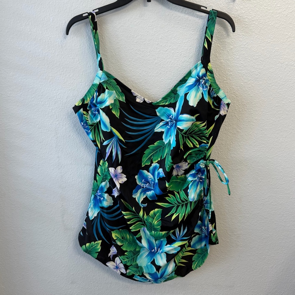 White Stag Blue and Green Floral Tankini Top